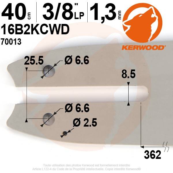 Kit 1 guide. 35 cm. 3/8”LP. 1,3 mm. 14B2KCWD + 4 chaînes 50